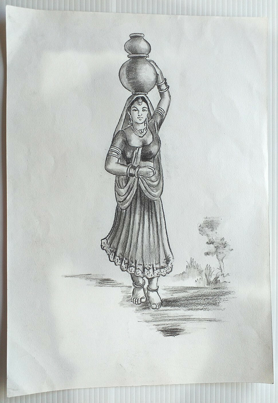 India Indian Beauty pencil & charcoal on card 11” x 15.5”