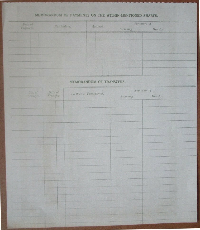 India The Central India Tobacco Co Ltd 1930s unused share certificate