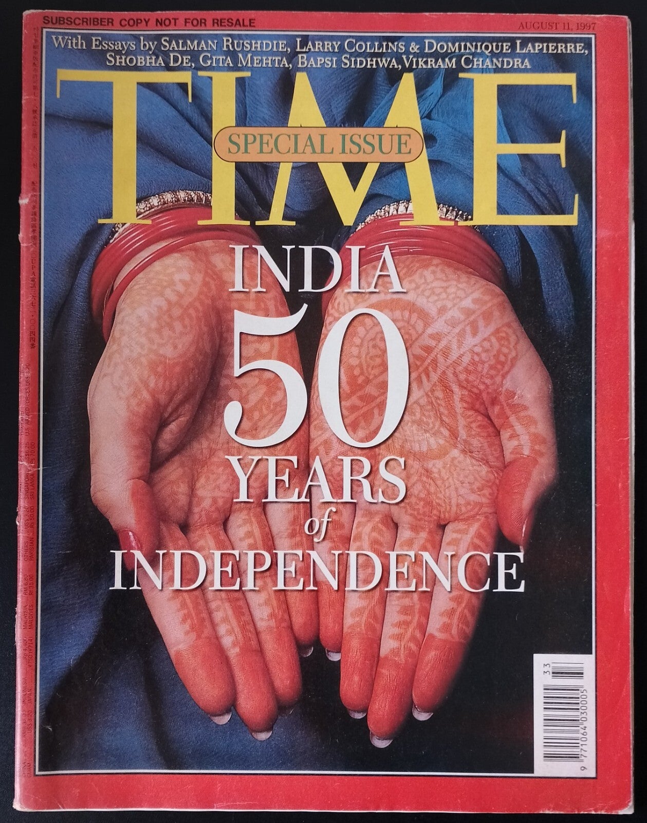 TIME MAGAZINE August 11 1997 issue - INDIA 50 YEARS OF INDEPENDENCE