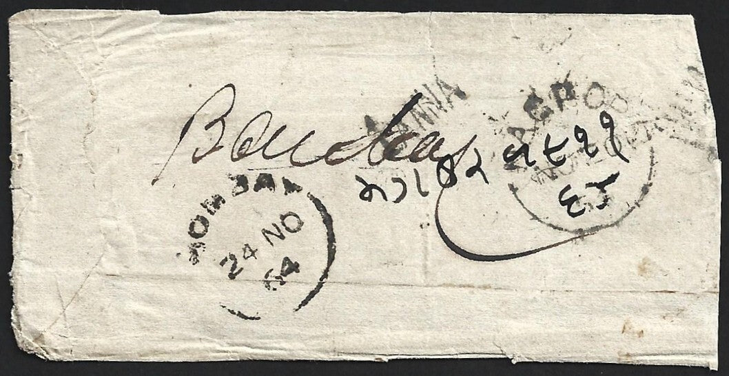 (AOP) India 1864 stampless cover