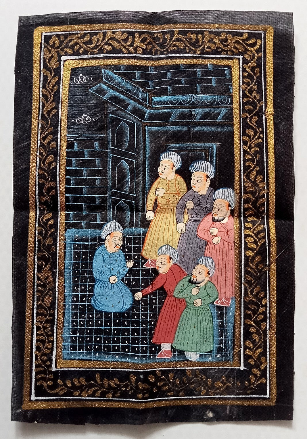 India vintage hand painting on cloth MUGHAL PAINTING 6 x 9 inches