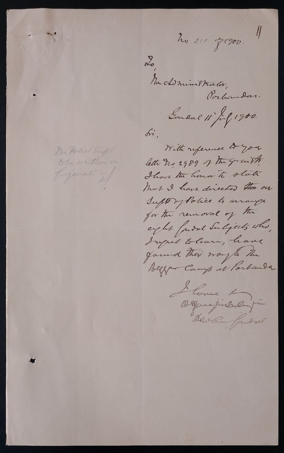 India Official correspondence - 1900 Famine - beggar camps