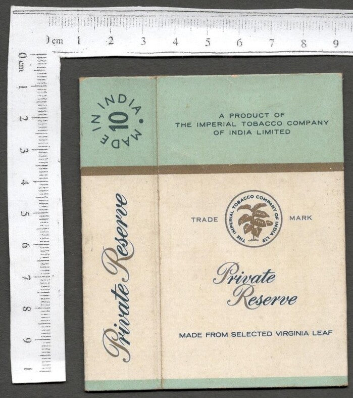AOP India Empty Cigarettes packet Private Reserve Imperial Tobacco India Ltd