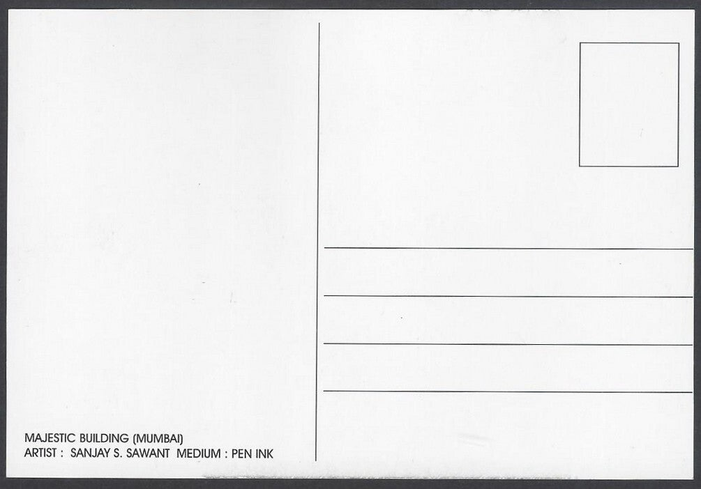 AOP India BOMBAY sketch postcard MAJESTIC BUILDING