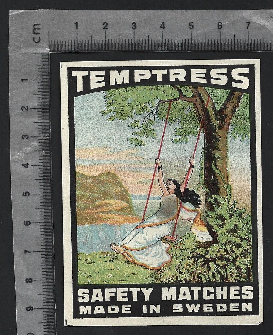 (AOP) India vintage large matchbox label TEMPTRESS (MOHINI)
