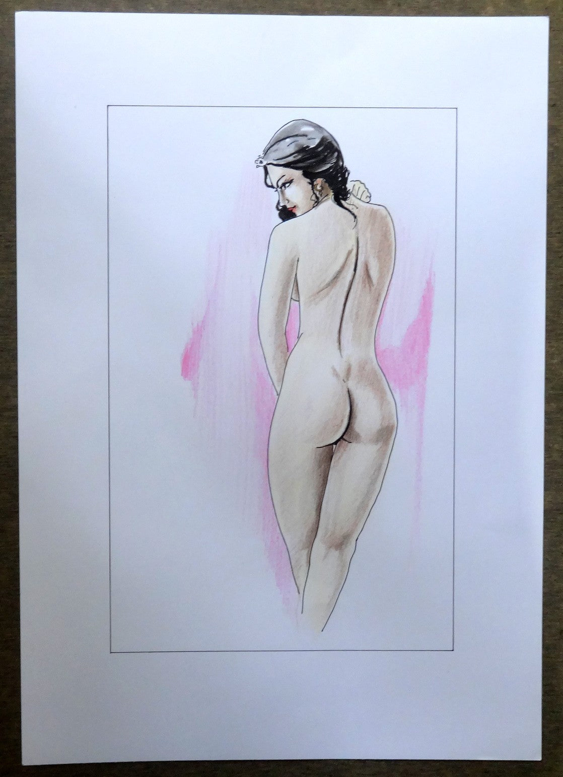 Nude Indian Beauty watercolours, crayons & ink on card 11.5” x 17.5”