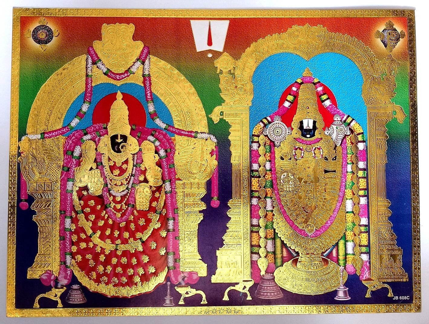 AOP India Hinduism gold decorated poster TIRUPATHI BALAJI 41X31cm R