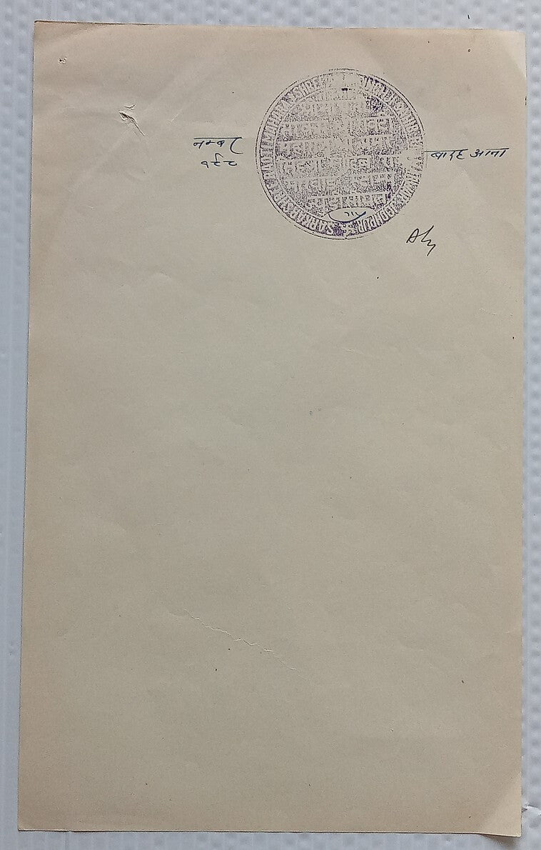 AOP India RAOTI Thikana, Jodhpur State 12a violet stamp paper unused