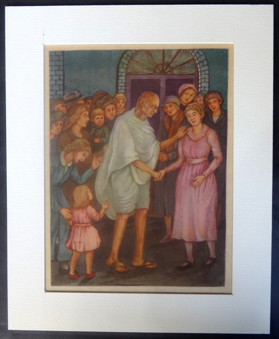 India Life of Gandhi (in Manchester) print in card frame 8" x 10" J