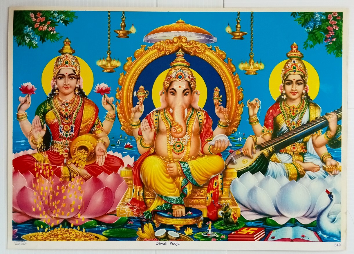 AOP India DIWALI POOJA Hindu God Poster J.B.KHANNA & Co. 49cm x 34cm R