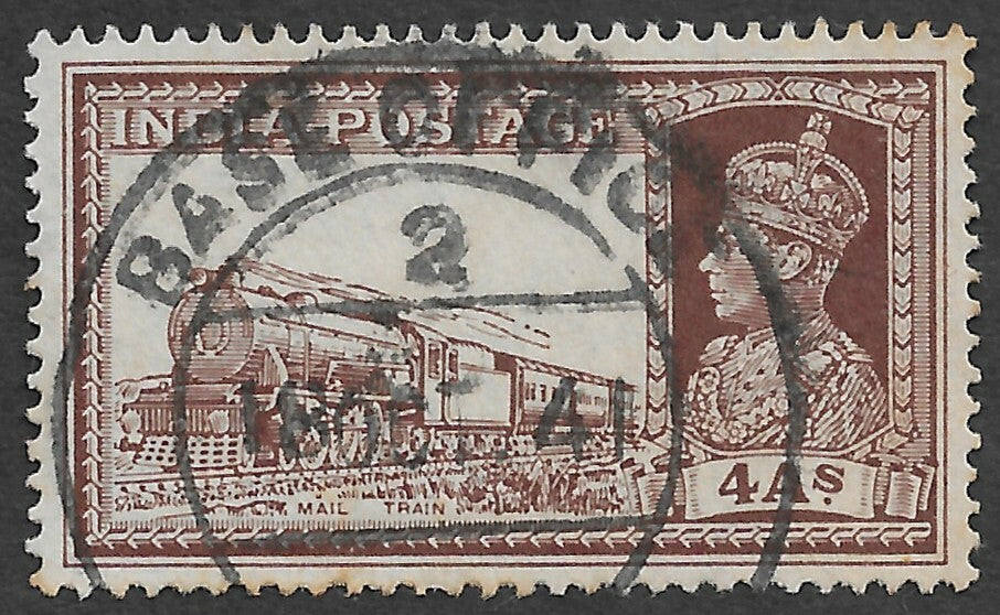 67 India KGVI King George VI 4a Mail Train canc BASE OFFICE 2 Khartoum