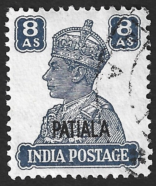 India Patiala State KGVI 1941-46 8a slate violet used SG114 £15