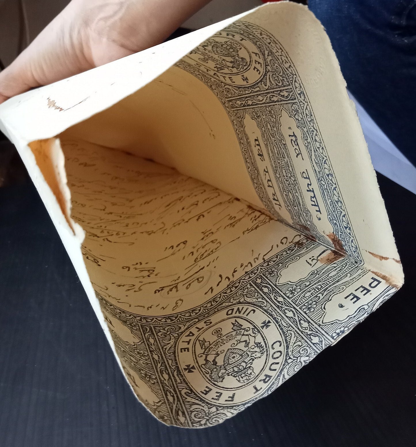 India JIND State envelope made from 2 stamp papers