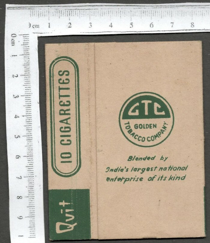 AOP India vintage empty packet QUIT Cigarettes Golden Tobacco Co.