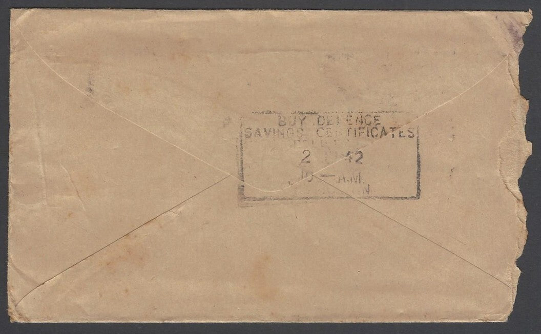 AOP Ceylon WW2 World War 2 censor hs on 1942 advertisement cover to India
