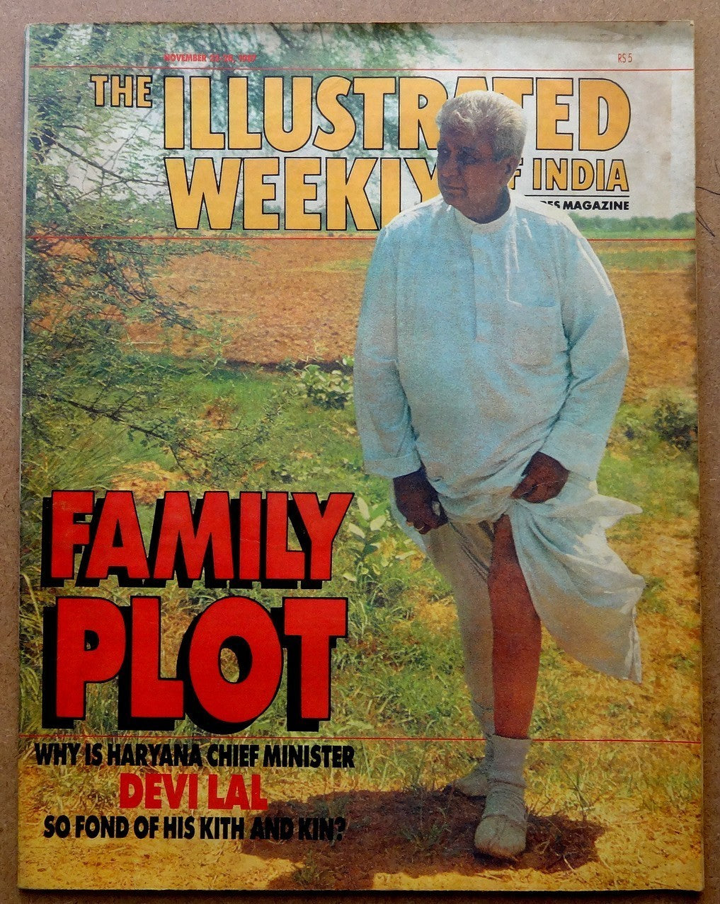 The Illustrated Weekly of India 22 Nov 1987 Family Plot Devilal