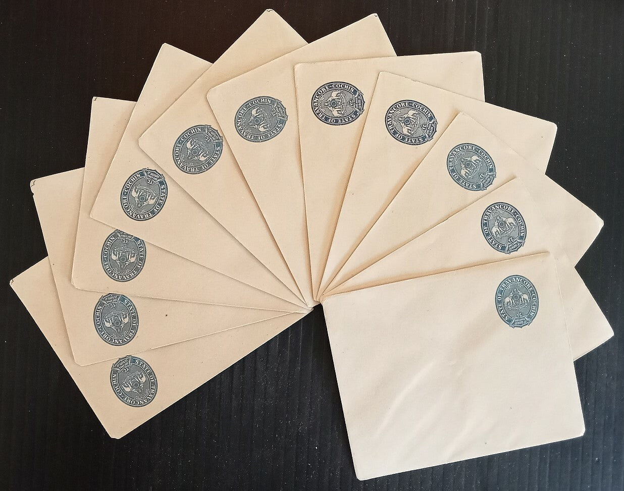 AOPIMT India Travancore State 1a blue envelopes x 100 unused WHOLESALE