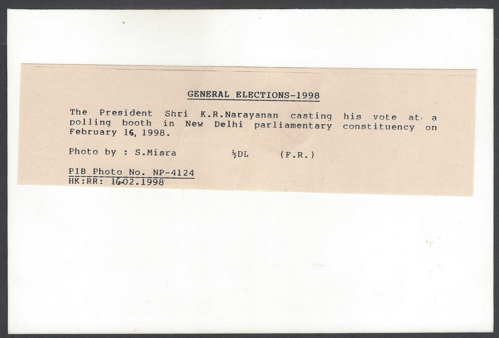 AOP K R NARAYAN, President Minister of India vintage photo 12x18cm