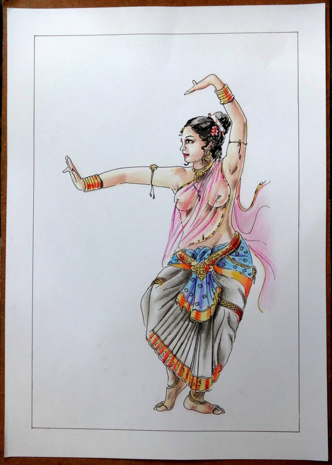 Nude Indian Beauty watercolours, crayons & ink on card 11.5” x 17.5”