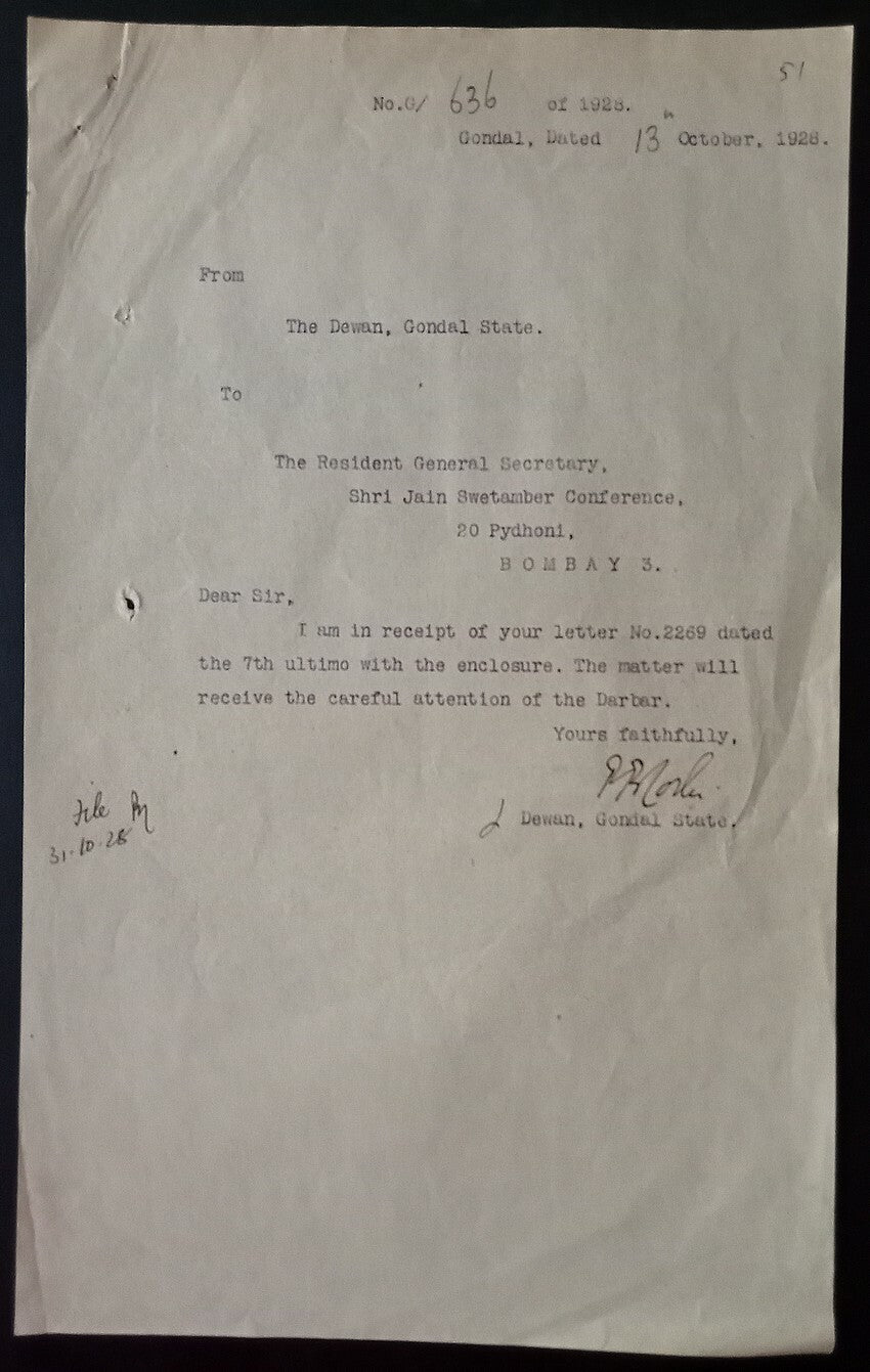 AOP India 1928 JAIN SWETAMBER CONFERENCE letterhead & corrresp