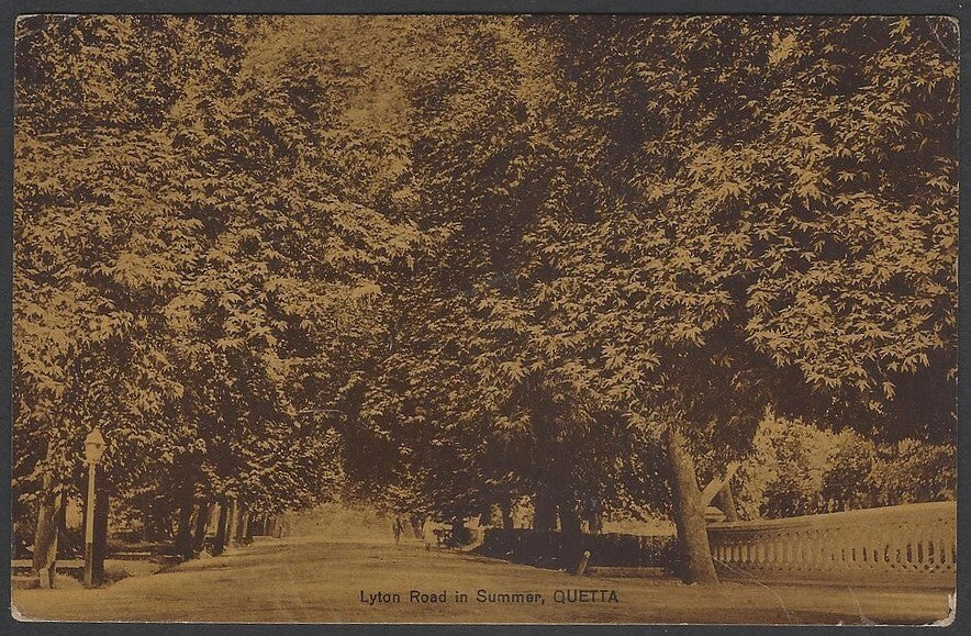 India vintage postcard Lyton Road in Summer, QUETTA