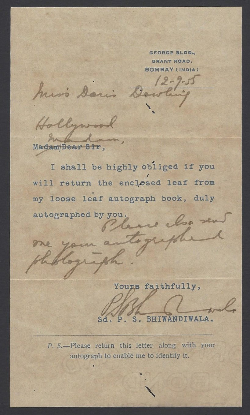 SA 1955 cover & letter to Doris Dowling from India various UNCLAIMED cachets