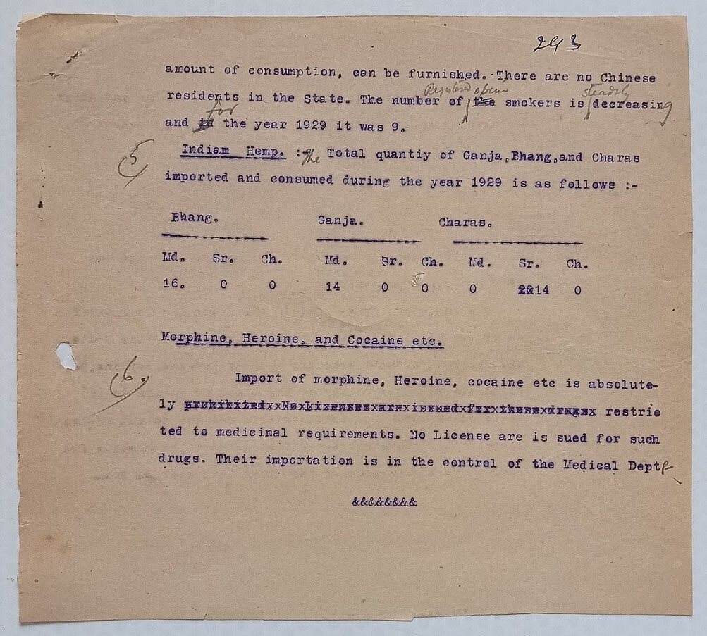 AOP India Official correspondence - OPIUM & OTHER DANGEROUS DRUG 1930
