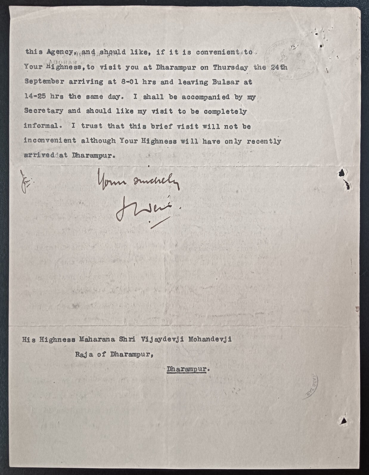 India 1936 crested letter GUJARAT STATE AGENCY & BARODA RESIDENCY