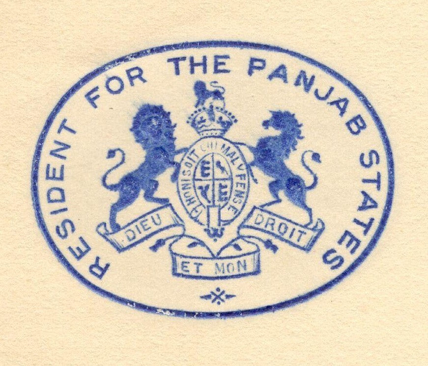 India RESIDENT FOR THE PUNJAB STATES 1938 crested letter signed