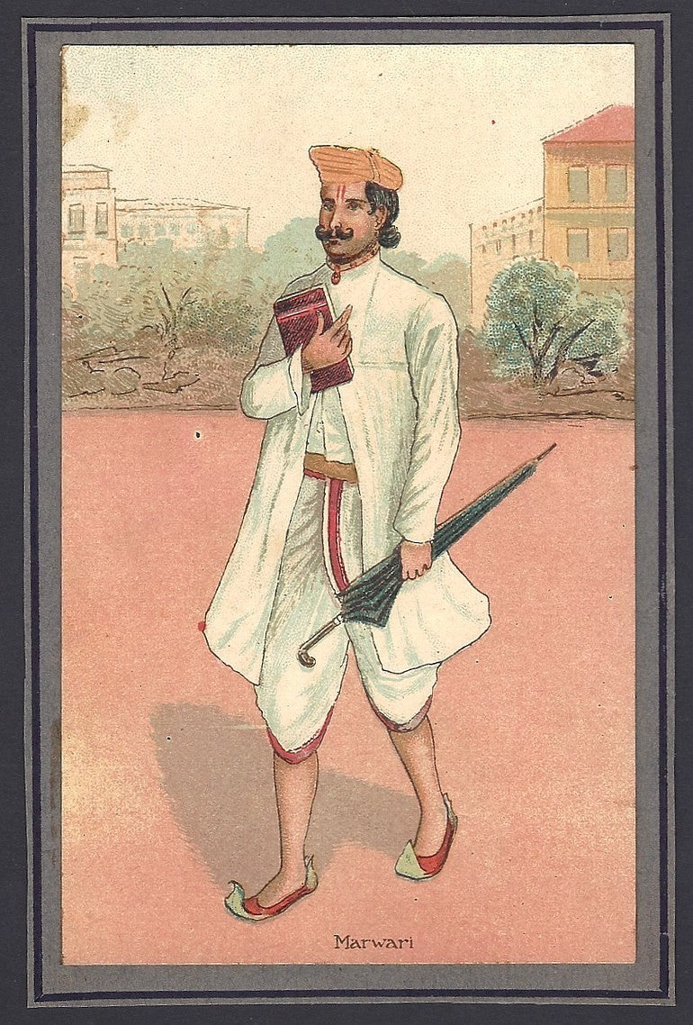 India mounted pre-1900 colour litho card MARWARI