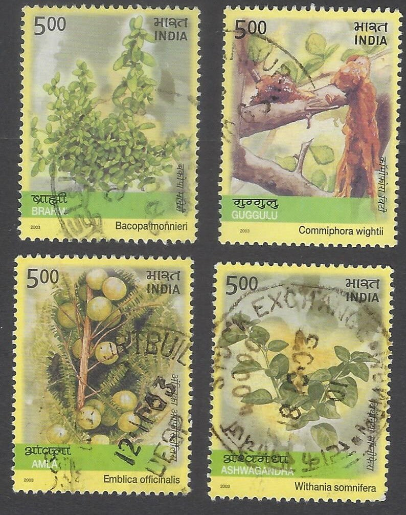 AOP India 2003 Medicinal Plants set of 4 used