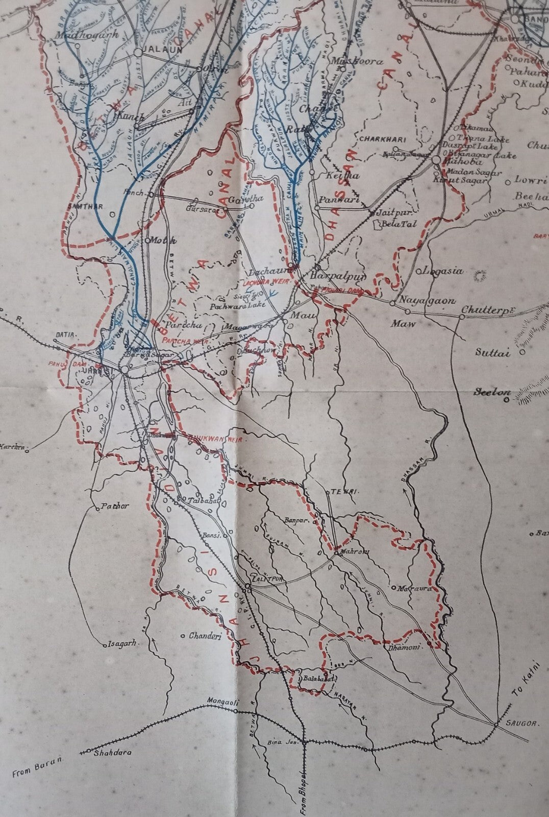 Vintage Survey of India UNITED PROVINCES CANALS COMPLETED & PROPOSED 26" x 39"