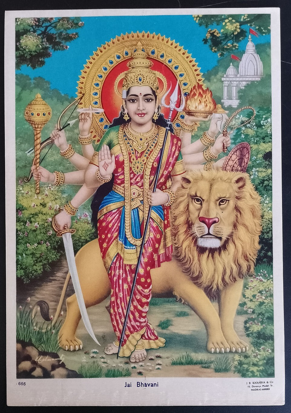 AOP India vintage poster Jai Bhavani by J.B. KHANNA & Co. 7x10 inches