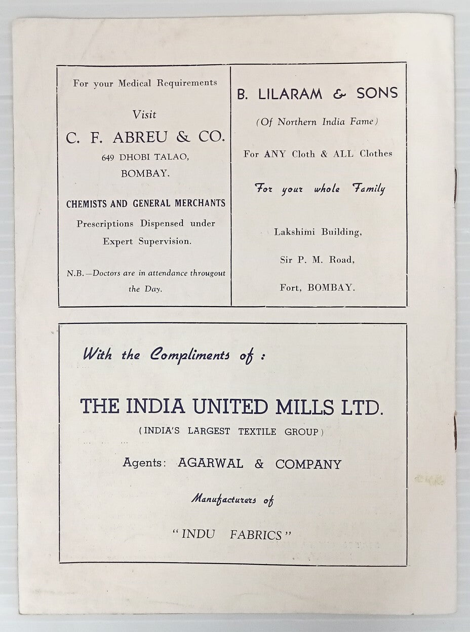 India MUSIC REVIEW ST. Xavier's School Musical Society Bombay October 8th, 1950