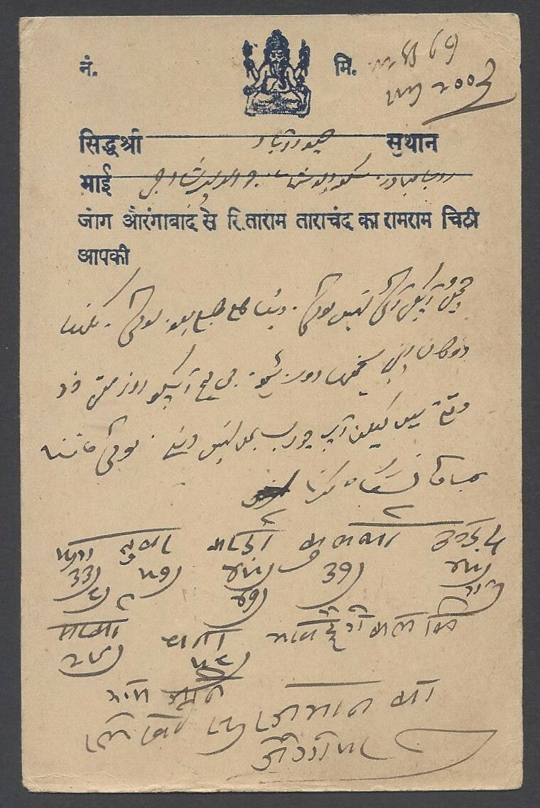 AOPIMT India Hyderabad State 4p uprated advertisement postal card used