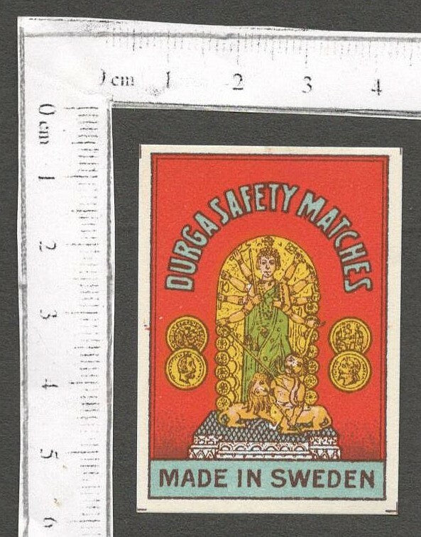 AOP India DURGA vintage matchbox label