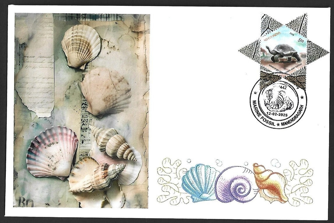 India 2025 MARINE FOSSIL (Sea Shells), Mahendragarh Special cover