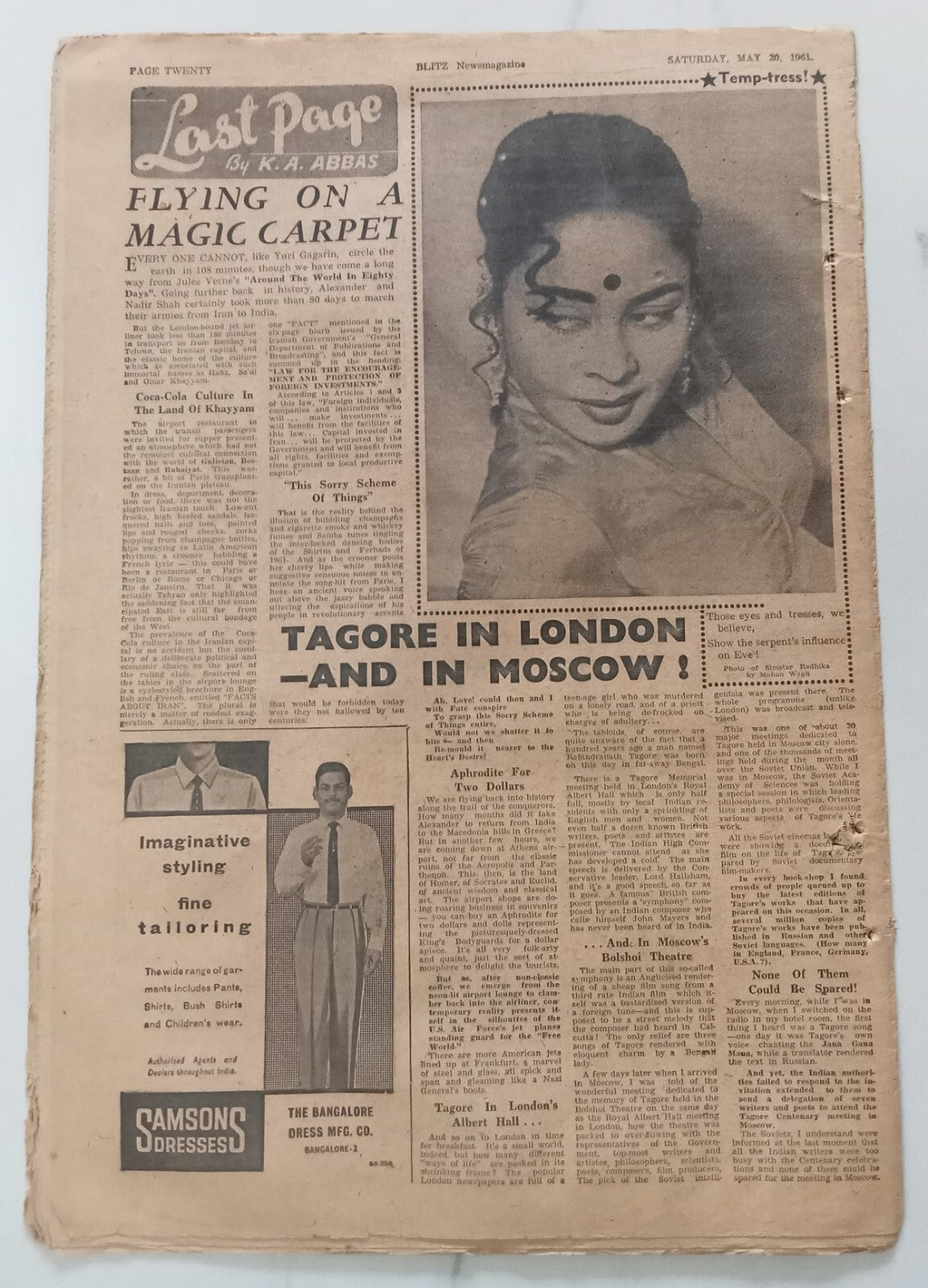 AOP India BLITZ 20 May 1961 RS. 22 LAKHS TO FEED COMMUNAL DEMON (R )