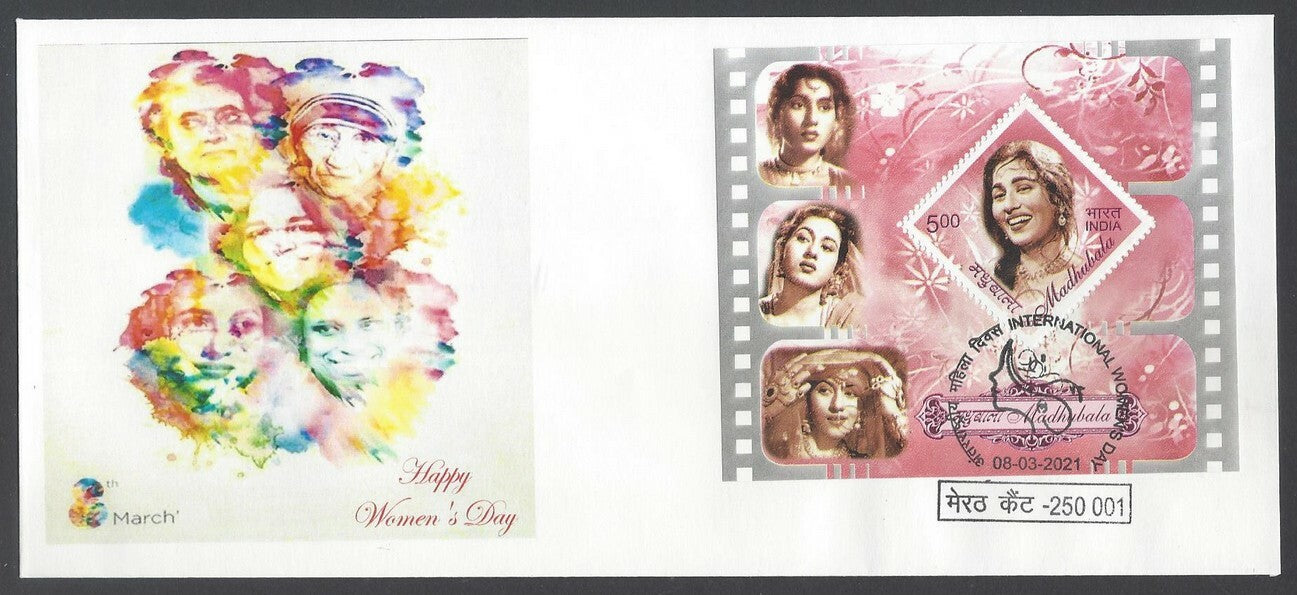 AOP India 2021 WOMEN'S DAY event cover with 2008 Madhubala MS set of 5