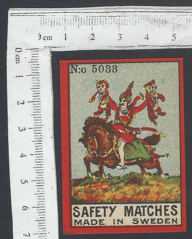 AOP India vintage matchbox label SAMBHAJI RAJE Made in Sweden