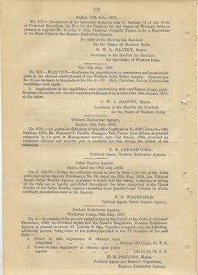 India 1937 gazette: Wild Ass Hunting banned