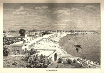 India 1876 Wood Engraving CHANDERNAGORE - FRENCH INDIA