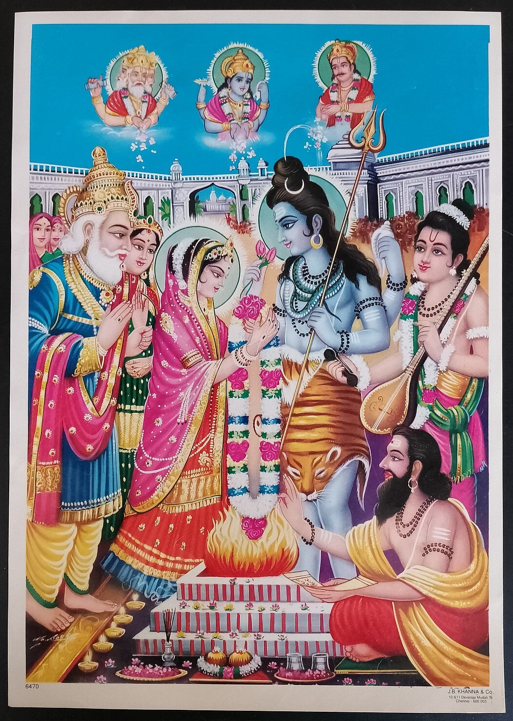 AOP India vintage poster Shiv Vivah J.B. KHANNA & Co. 9x13 inches