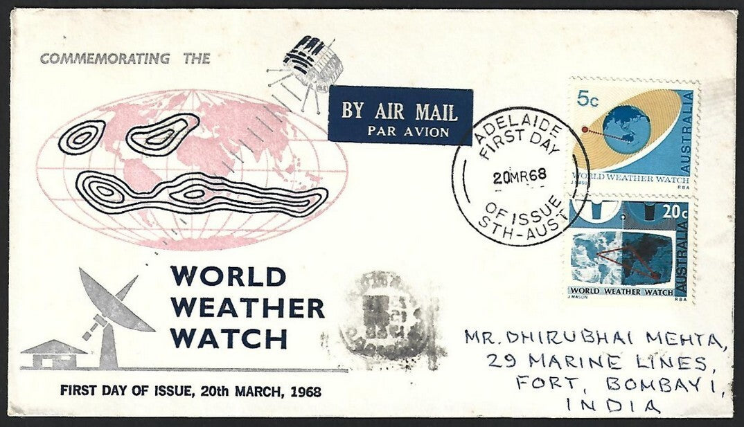 Australia 1962 World Weather Watch FDC to India