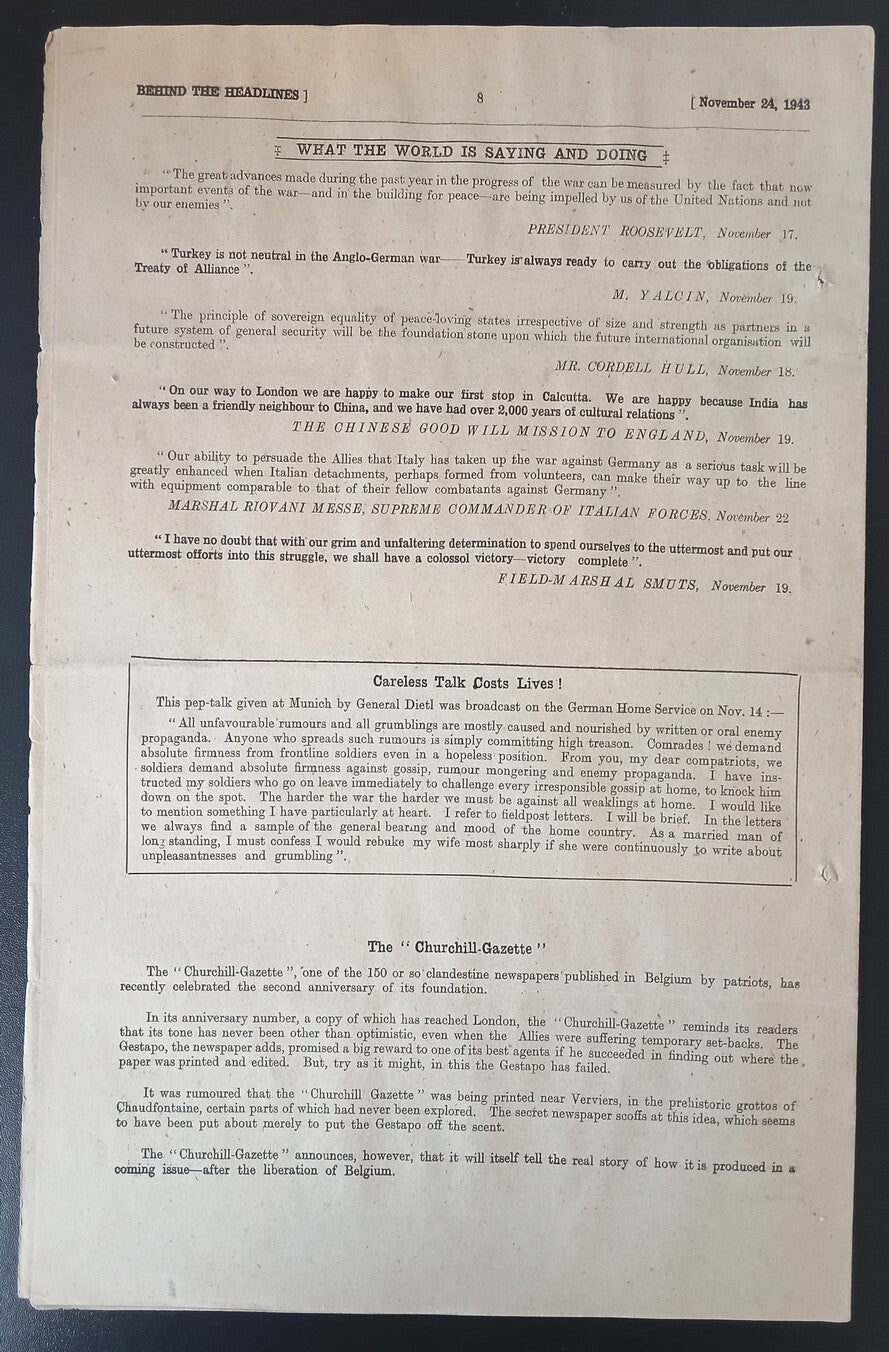 India 1948 WW2 Propaganda rag BEHIND THE HEADLINES ALLIED ADVANCE IN ITALY 8pgs