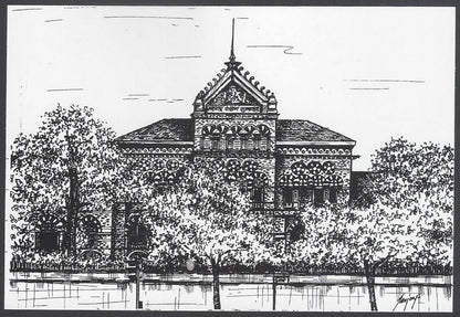 AOP India BOMBAY sketch postcard MAHARASHTRA POLICE HEAD QUARTERS