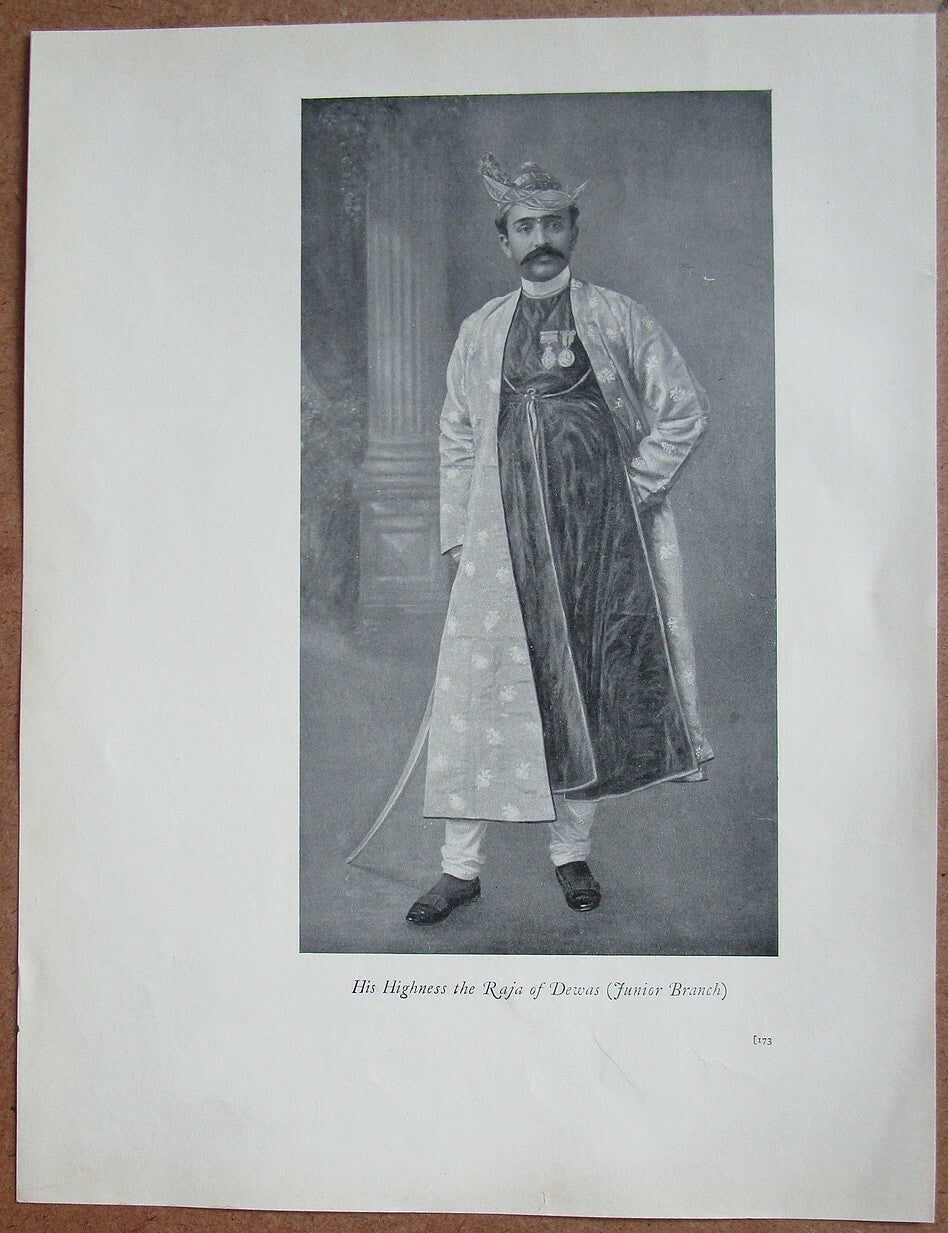 India 1912 2 sided book plate RAJA  OF DEWAS 8x10.5