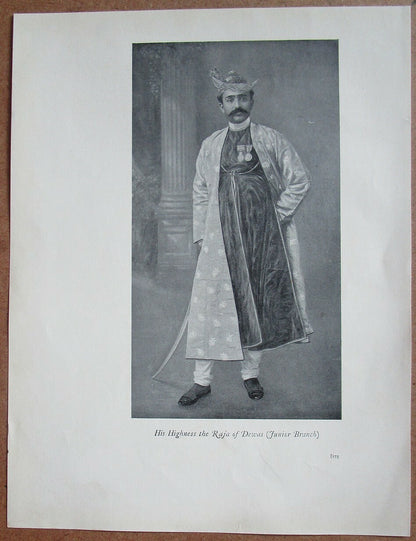India 1912 2 sided book plate RAJA  OF DEWAS 8x10.5