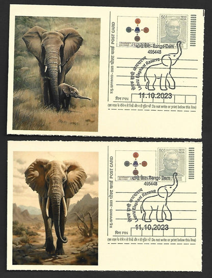 India ELEPHANTS 2023 Lemru Elephant Reserve pictorial commemorative postcards x8