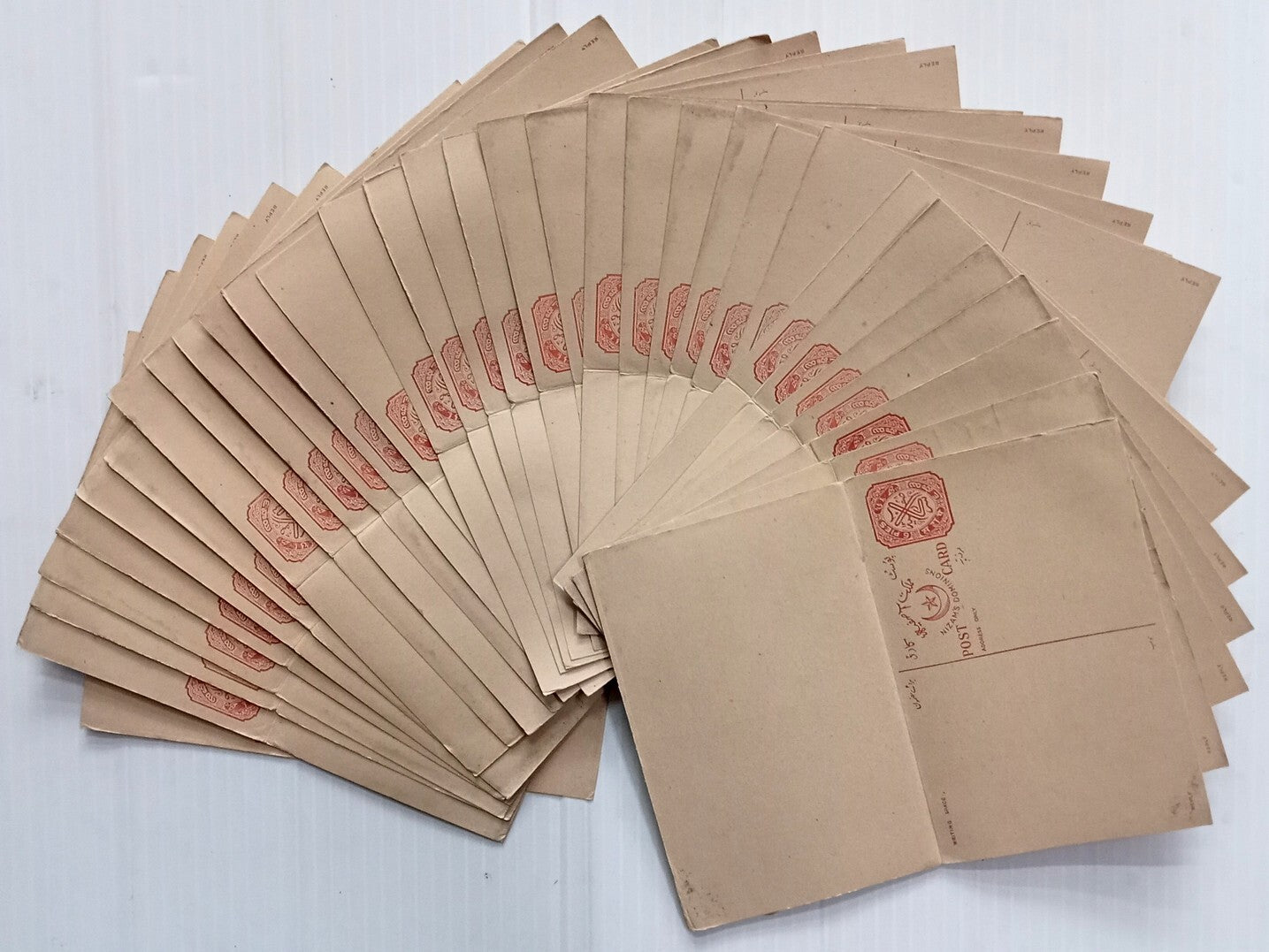 AOP India Hyderabad State 1937 6p+6p postal cards unused x 100. HG #22 WHOLESALE